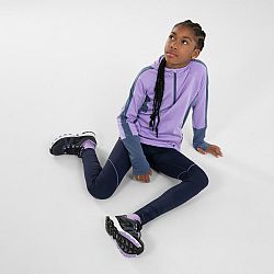 Dievčenské tričko s dlhým rukávom hrejivé Kiprun Warm+ 500 slezovo-sivé fialová 7-8 r (123-130 cm)