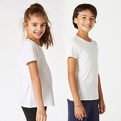 DOMYOS Detské bavlnené tričko unisex - biele 8-9 r (131-140 cm)