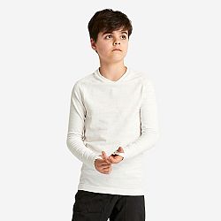 KIPSTA Detské spodné tričko na futbal Keepdry 500 s dlhými rukávmi biele 5-6 r (113-122 cm)
