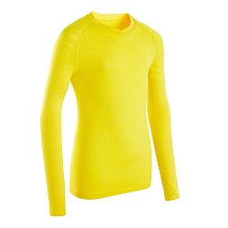 KIPSTA Detské spodné tričko na futbal Keepdry 500 s dlhými rukávmi žlté žltá 14-15 r (161-172 cm)
