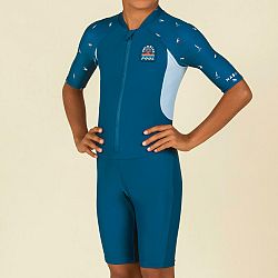 NABAIJI Chlapčenská plavecká kombinéza 100 Shorty krátky rukáv modrá 5-6 r (113-122 cm)