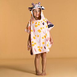 NABAIJI Detské bavlnené pončo žirafa ružová 3-5 r (95-112 cm)
