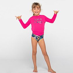 OLAIAN Detské tričko 100 proti UV s dlhým rukávom na surf ružové s potlačou fialová 7-8 r (123-130 cm)