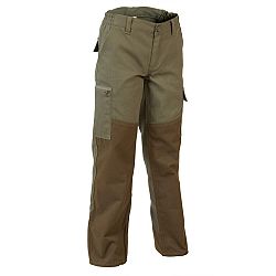 SOLOGNAC Detské nohavice Renfort - 100 zosilnené zeleno-hnedé khaki 6 rokov