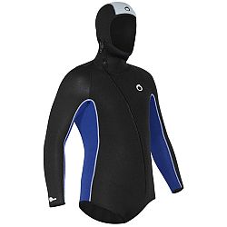 SUBEA Pánska potápačská neoprénová bunda s kapucňou SCD 5,5 mm čierno-modrá čierna 3XL