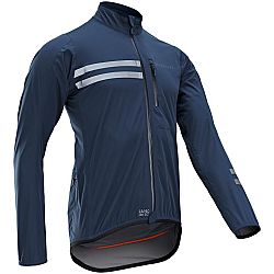 VAN RYSEL Pánska cyklistická nepremokavá bunda RC500 dlhý rukáv námornícka modrá XL